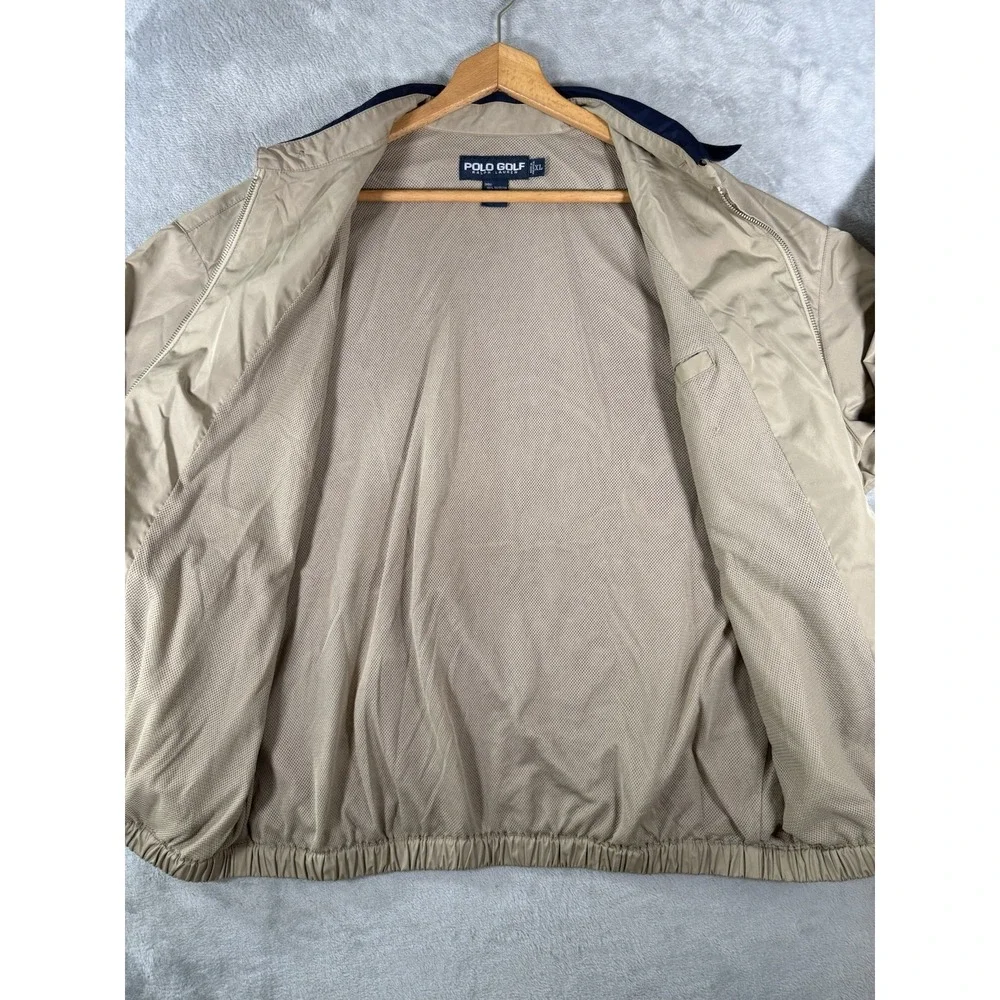 Polo Golf Ralph Lauren Jacket Men's XL Tan Harrington Full Zip Crest Logo